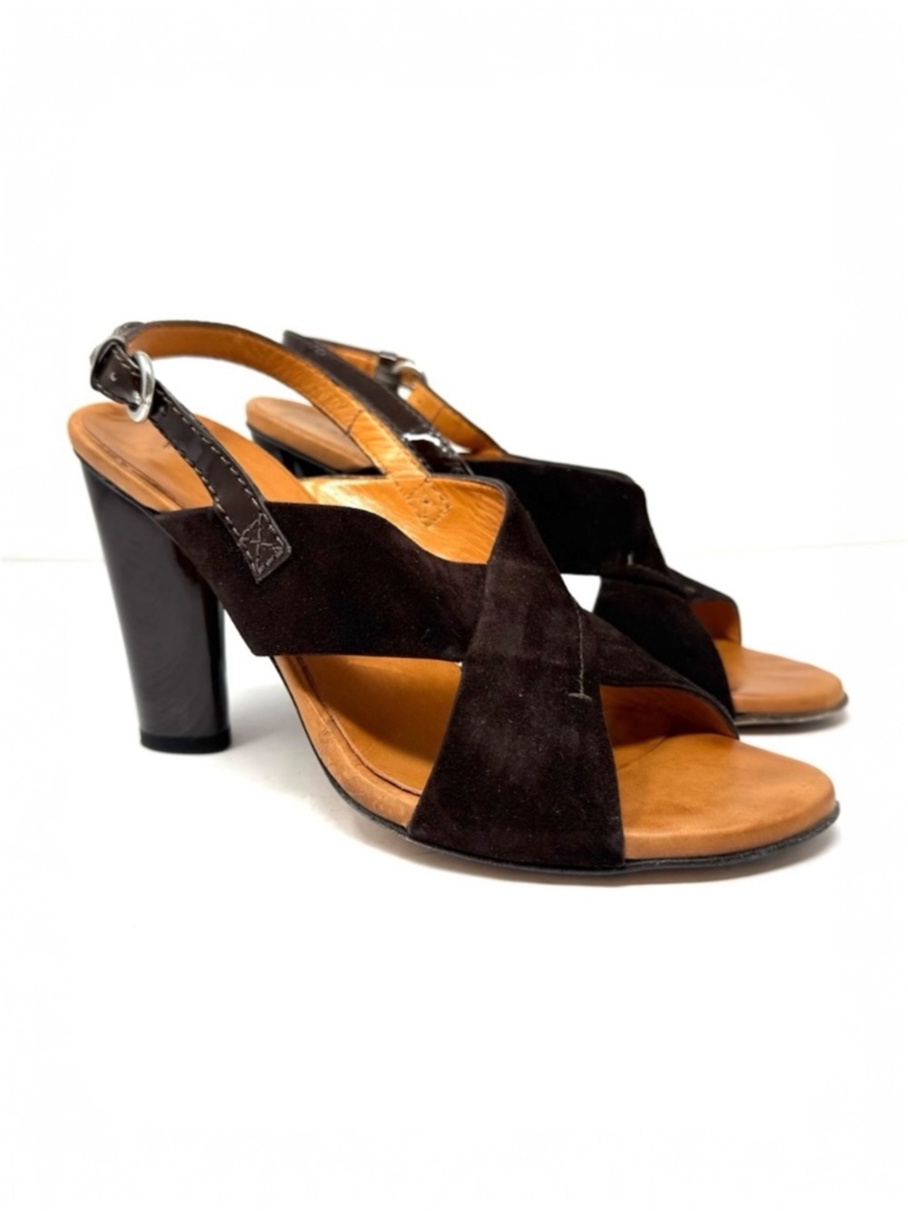 LATITUDE FEMME, brown suede sandals, made in Italy, size large 39